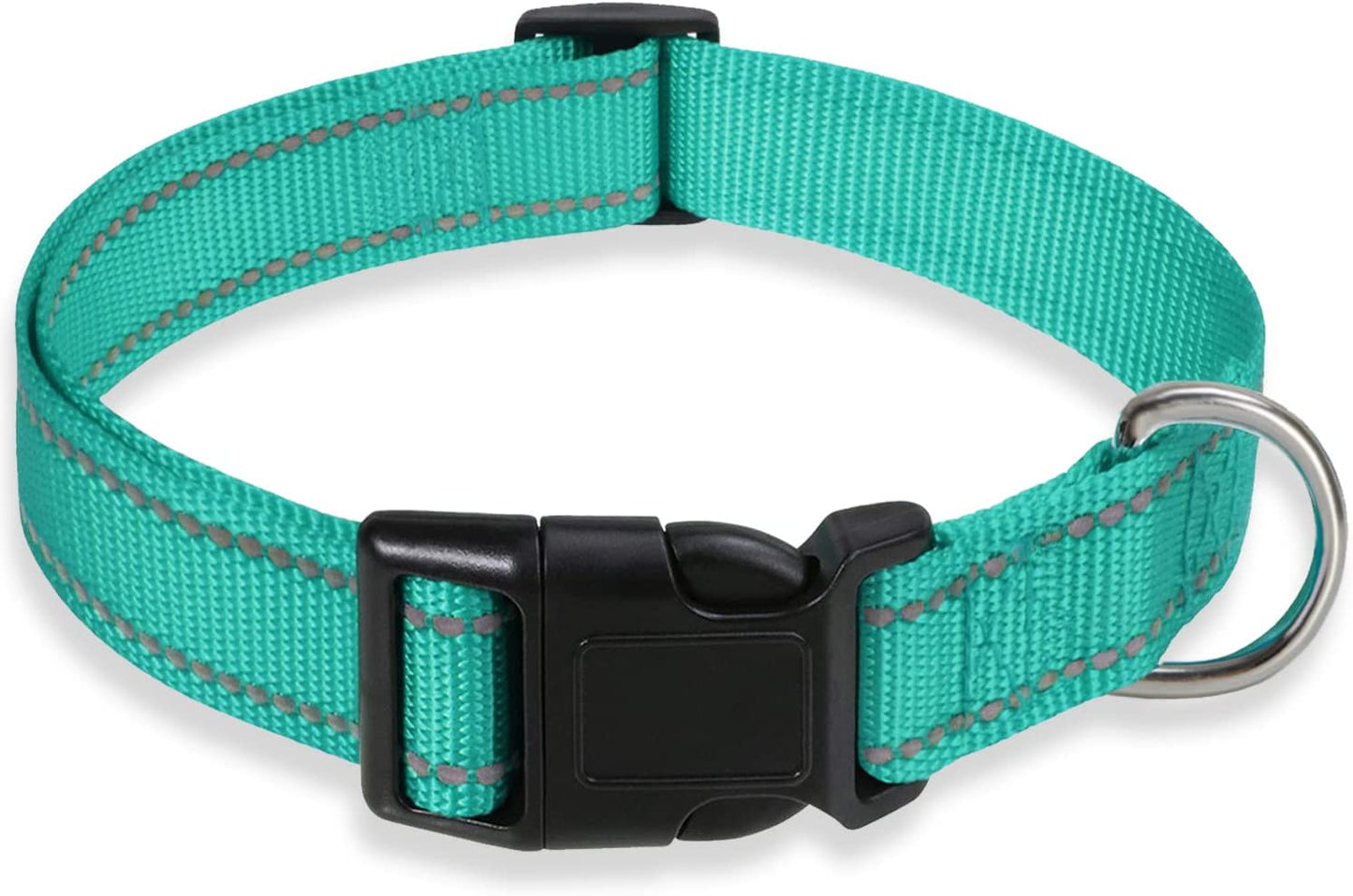 Reflective Dog Collar with Buckle Adjustable Safety Nylon Collars for Small Medium Large Dogs, Blue XL