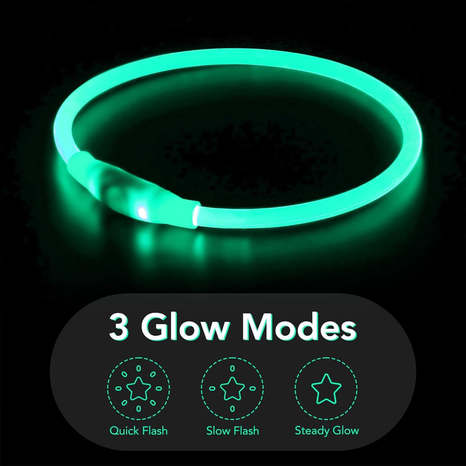 LED Dog Collar Light up Dog Collars 1 Count USB Rechargeable TPU Glow Safety Basic Dog Collars for Large Medium Small Dogs