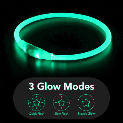LED Dog Collar Light up Dog Collars 1 Count USB Rechargeable TPU Glow Safety Basic Dog Collars for Large Medium Small Dogs