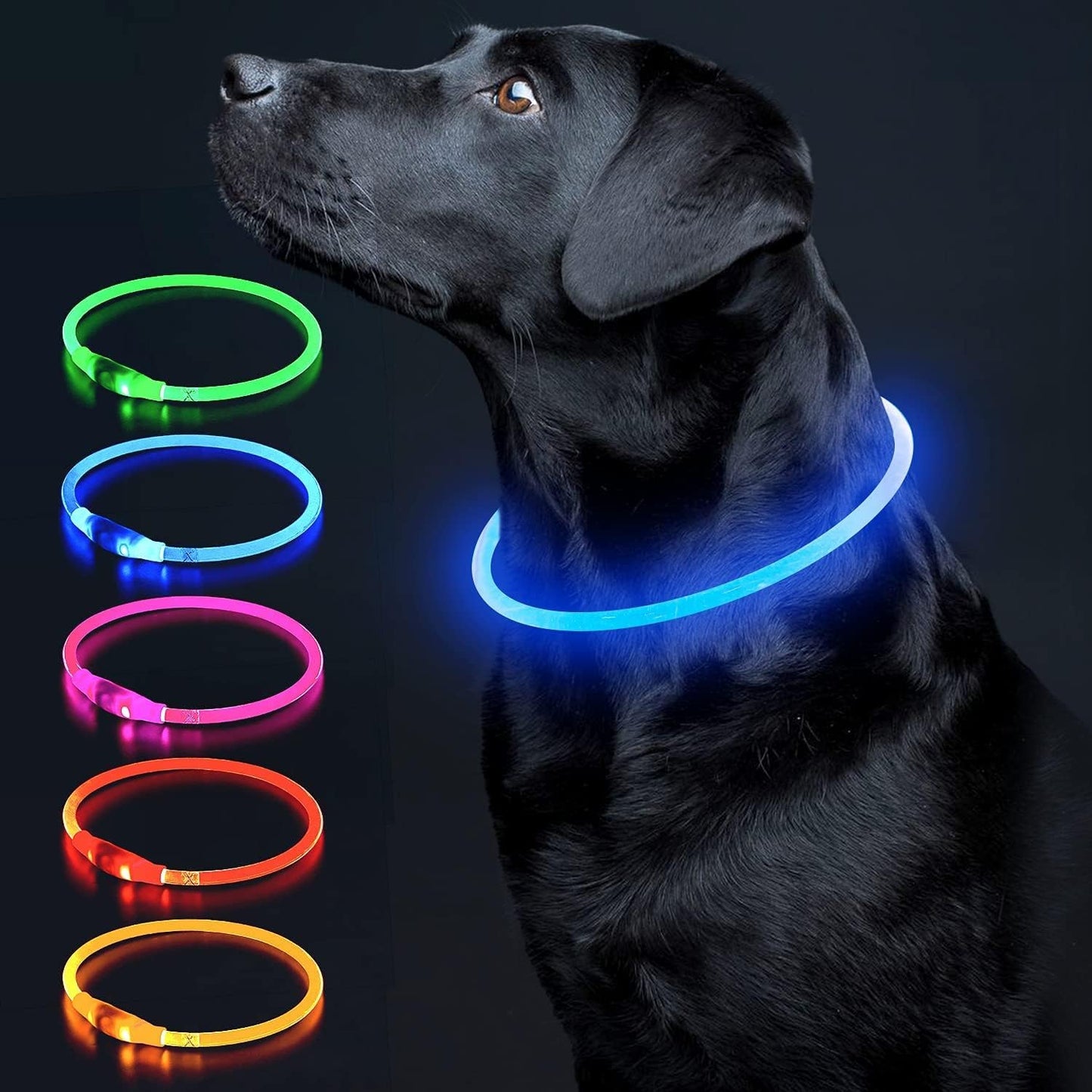 LED Dog Collar Light up Dog Collars 1 Count USB Rechargeable TPU Glow Safety Basic Dog Collars for Large Medium Small Dogs