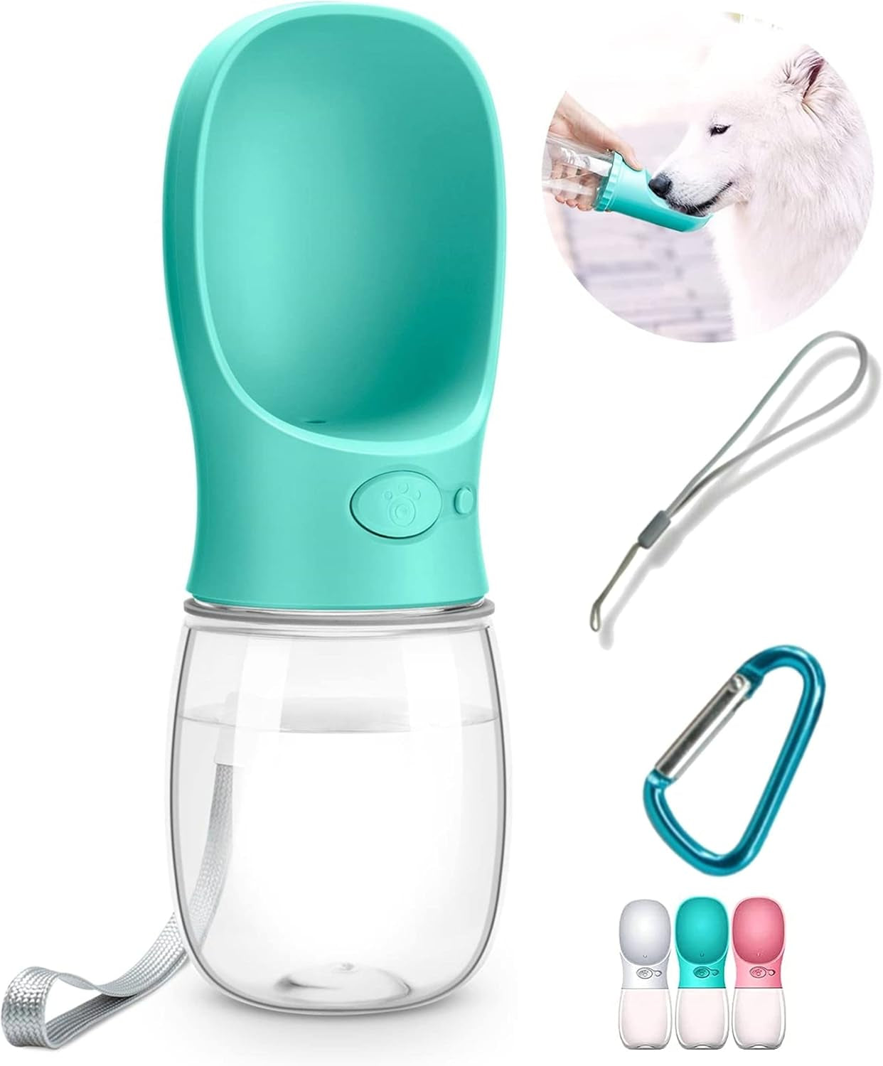 Dog Water Bottle, Leak Proof Portable Pet Water Bottles for Dogs, Puppy Water Dispenser with Drinking Feeder for Travel (Milk White 12Oz)
