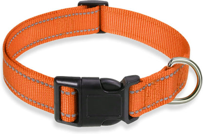 Reflective Dog Collar with Buckle Adjustable Safety Nylon Collars for Small Medium Large Dogs, Blue XL