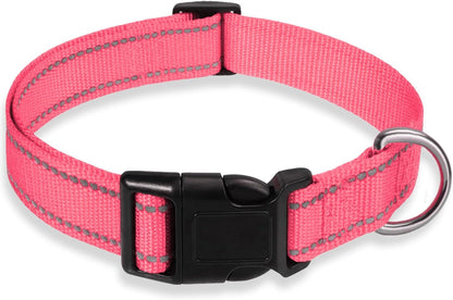 Reflective Dog Collar with Buckle Adjustable Safety Nylon Collars for Small Medium Large Dogs, Blue XL