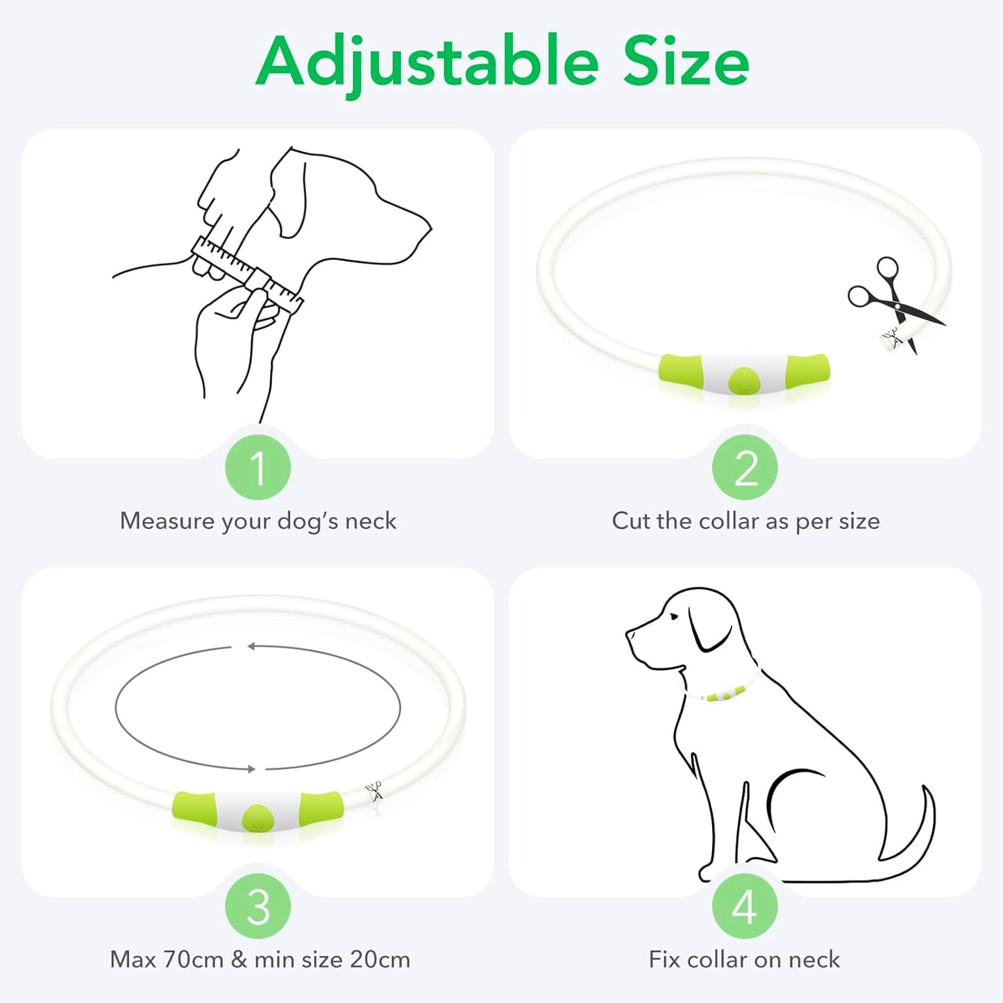 LED Dog Collar Light up Dog Collars 1 Count USB Rechargeable TPU Glow Safety Basic Dog Collars for Large Medium Small Dogs