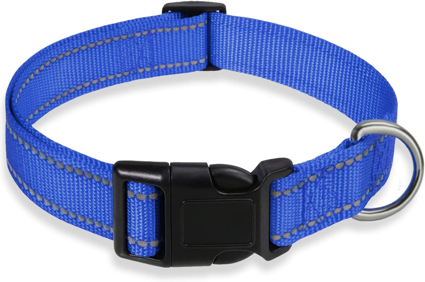 Reflective Dog Collar with Buckle Adjustable Safety Nylon Collars for Small Medium Large Dogs, Blue XL