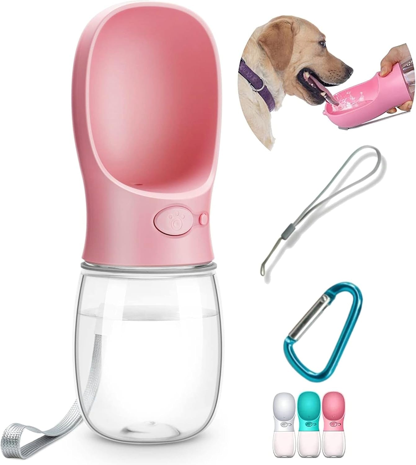 Dog Water Bottle, Leak Proof Portable Pet Water Bottles for Dogs, Puppy Water Dispenser with Drinking Feeder for Travel (Milk White 12Oz)