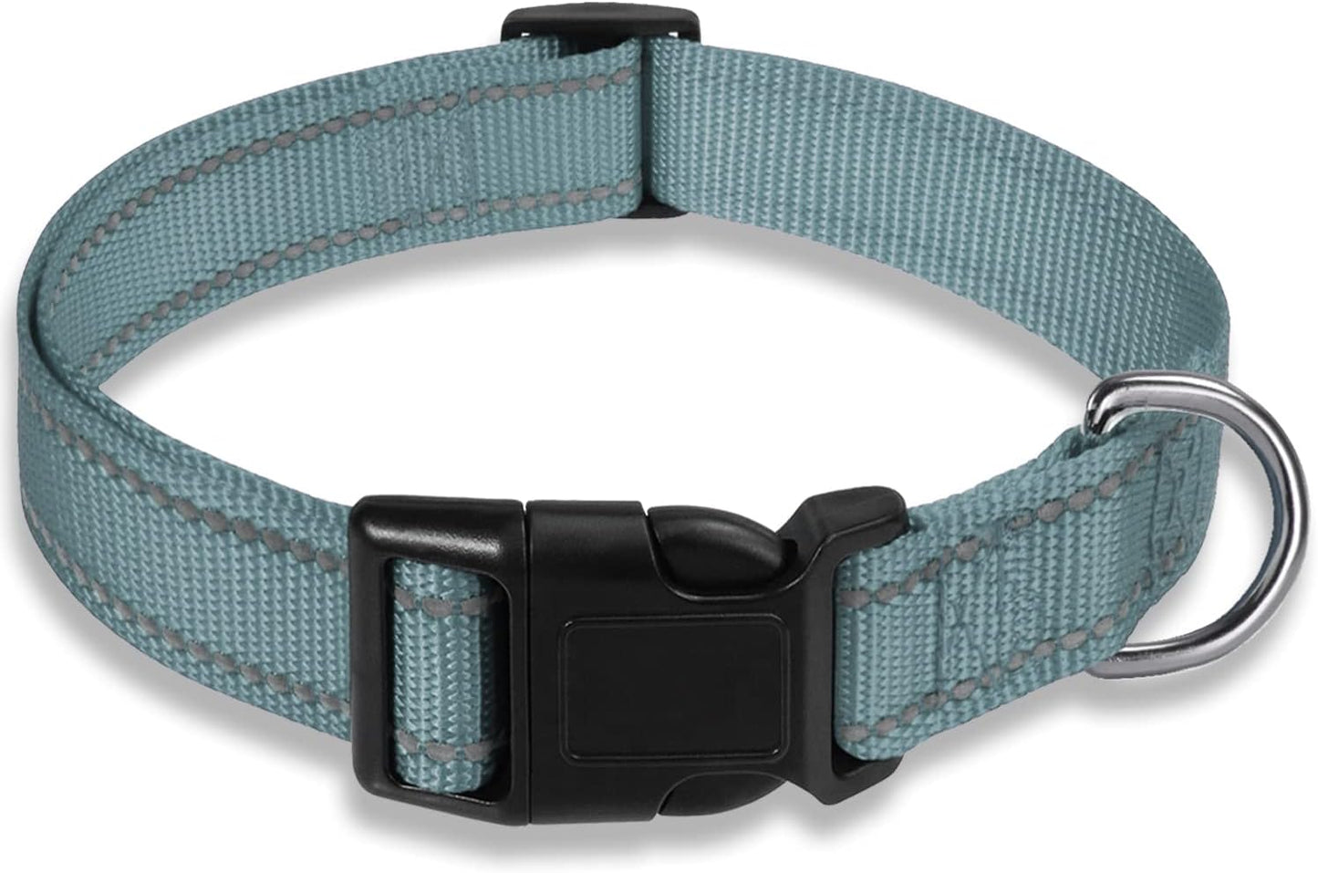 Reflective Dog Collar with Buckle Adjustable Safety Nylon Collars for Small Medium Large Dogs, Blue XL